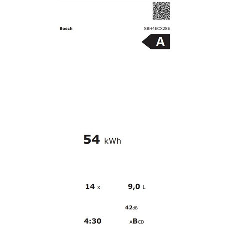 Bosch MOSOGATÓGÉP BEÉPÍTHETŐ 14 TERÍTÉK SBH4ECX28E