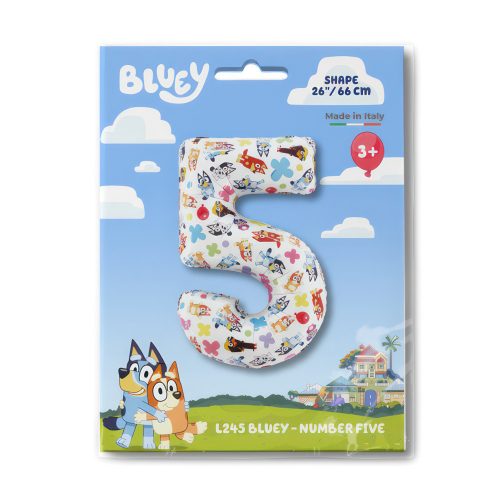 Bluey Friends 5-ös szám fólia lufi 66 cm
