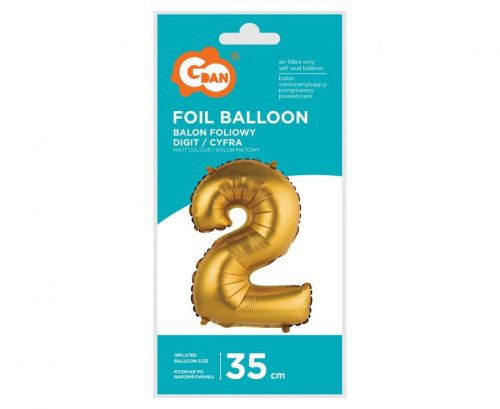 Arany Gold Matt 2-es mini szám fólia lufi 35 cm