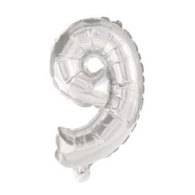 Óriás 9-es Silver szám fólia lufi 85 cm