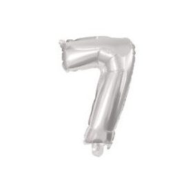 Ezüst Silver 7-es szám fólia lufi 10 cm