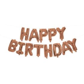 Happy Birthday Rose Gold fólia lufi 3,4 m
